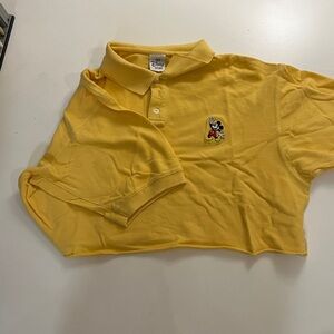 Yellow cropped t-shirt with Mickey Mouse